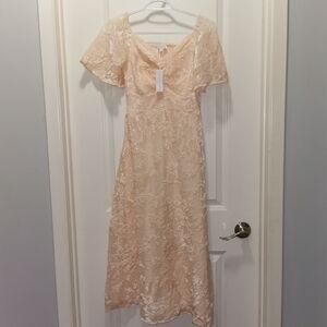 Baltic Born Cream Floral velvet burn out Midi Dress